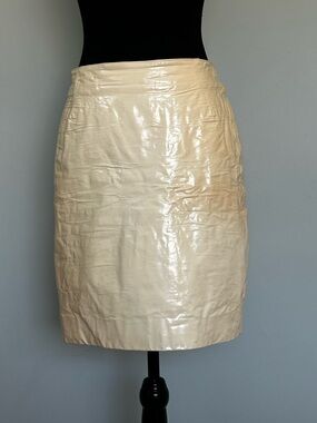 Michael Kors Patent Skirt Cream High Waist Minimalist Chic